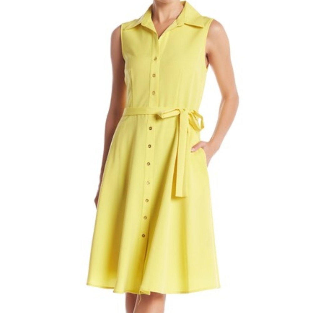 Sale!! Sleeveless Button Front Tie Dress - Picture 1 of 2